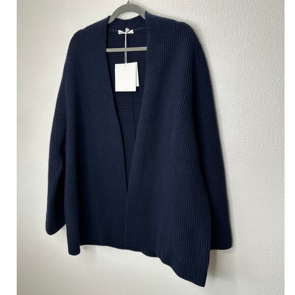 NWT The Row Dark Navy Ardi Chunky Knit Long Line Open Cardigan M - Picture 3 of 12